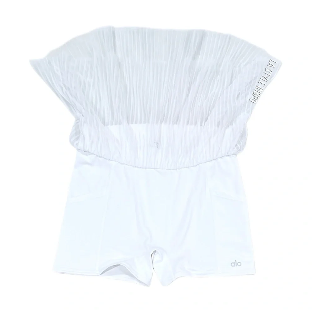 Alo Yoga Rare Mesh Skirt with Shorts White Size Medium